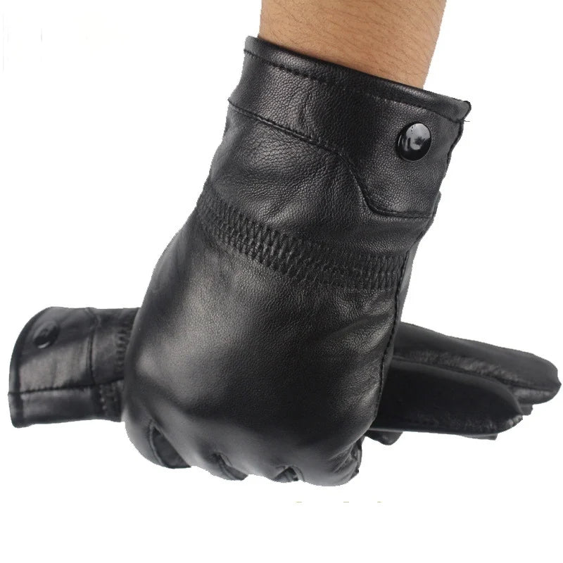 Gants hiver homme cuir peau de mouton doublure velours chaud