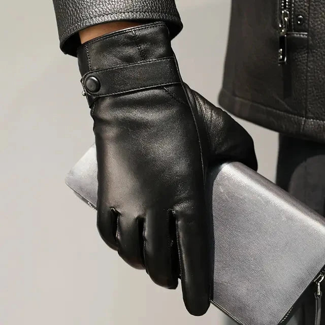 Gants hiver homme cuir peau de mouton doublure velours chaud