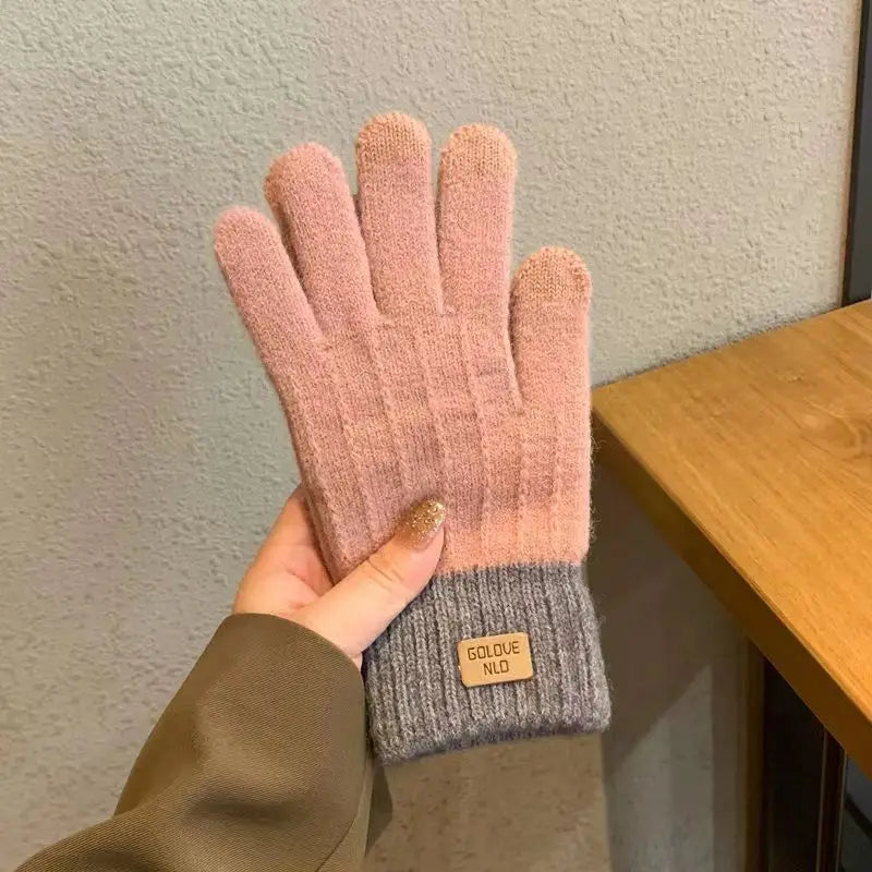 Gants femme tricot chauds compatibles écran tactile pour hiver