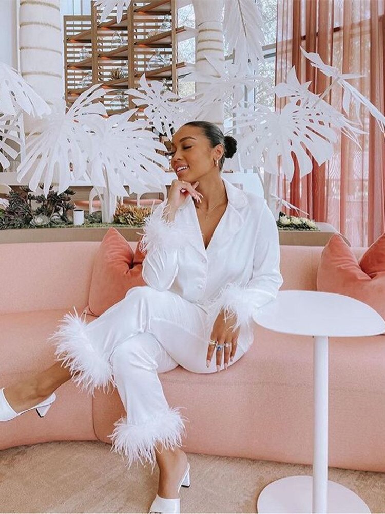 Sianna - Ensemble 2 pièces élégant - Plumes - Pour femmes