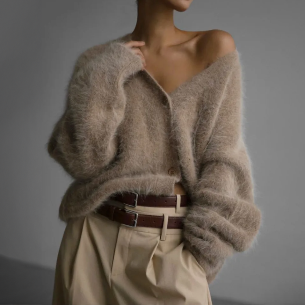 Gilet femme | Doux, aéré et ample | Encolure V, boutonnage