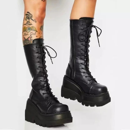 Bottes Femme Hiver | Talon Haut, Semelle Épaisse, Style Gothique
