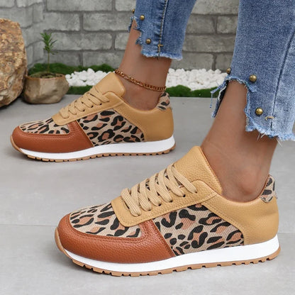 Baskets de jogging femme | Imprimé léopard, chaussures casual d'été