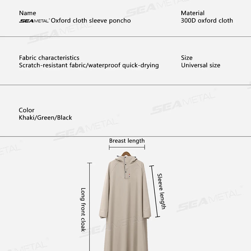 Poncho pluie imperméable unisexe Oxford capuche oversize coupe-vent