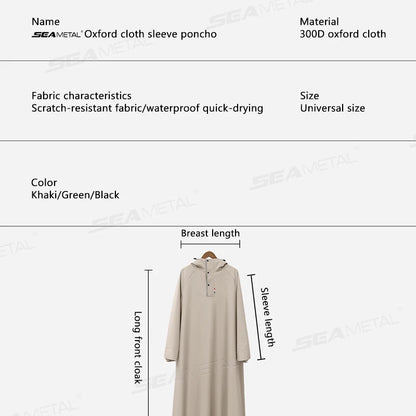 Poncho pluie imperméable unisexe Oxford capuche oversize coupe-vent