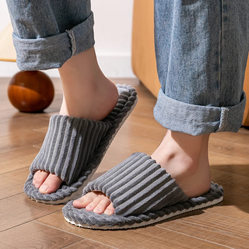 Pantoufles pour hommes ouvertes aux orteils | Automne hiver, antidérapantes, respirantes
