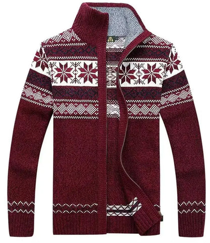 Cardigan homme zippé maille jacquard motif nordique