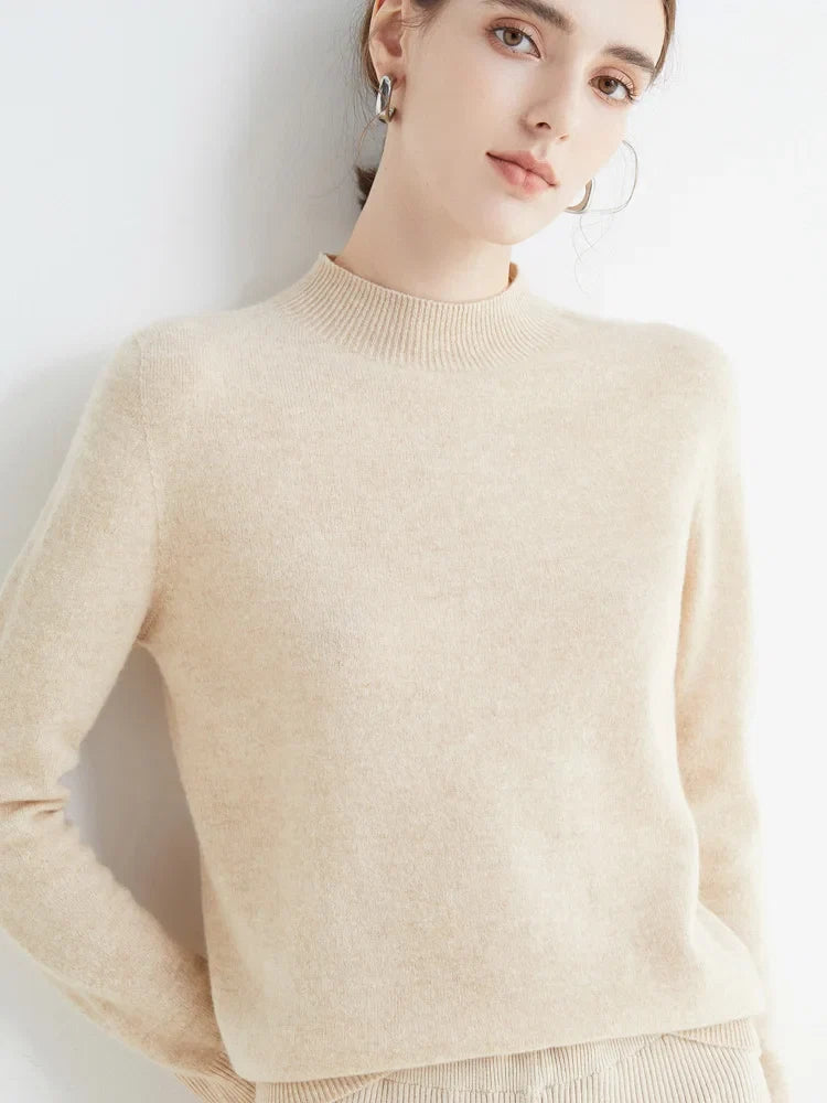 Pull en laine pour femme | Automne hiver, col de soie | Pull casual