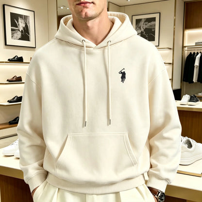 Sweatshirt à capuche oversize brodé unisexe coupe loose manches longues