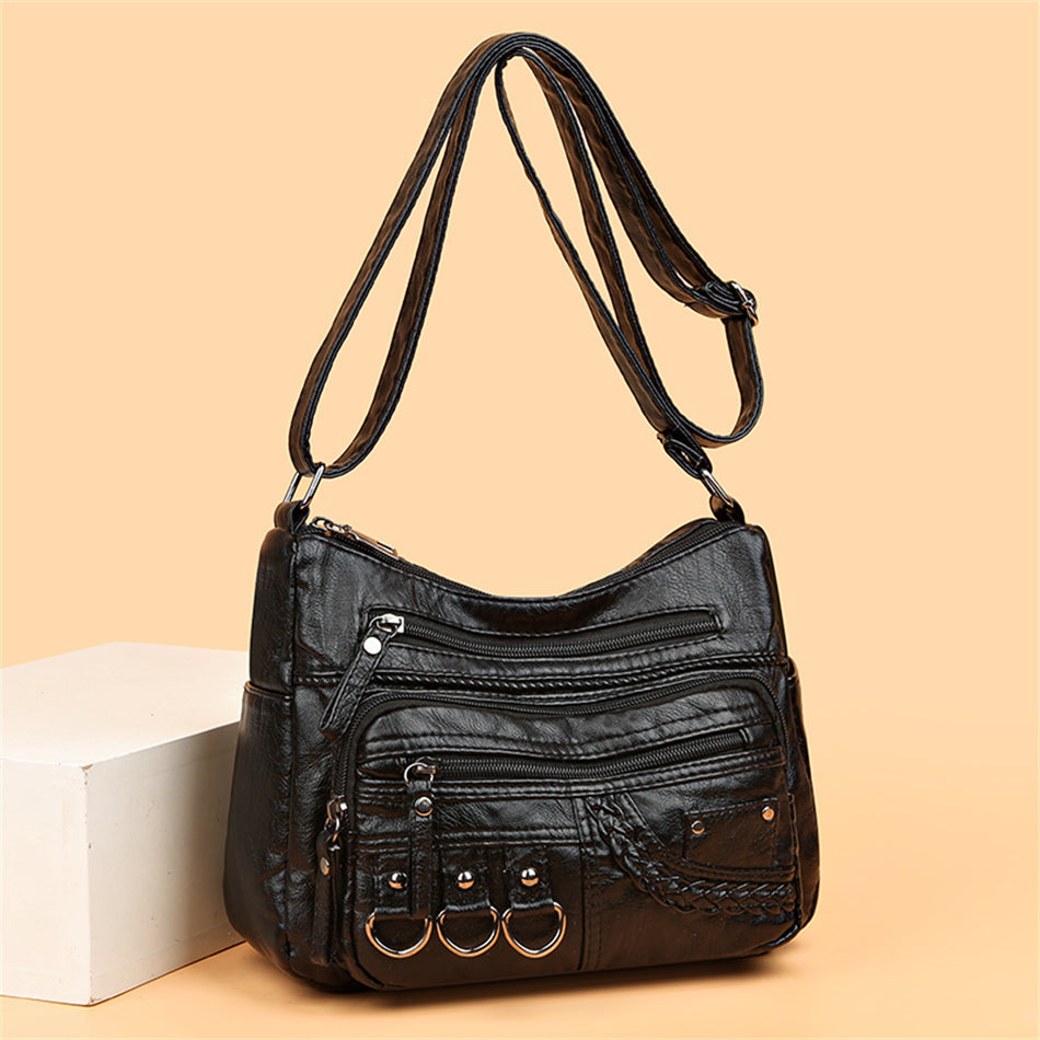 Sac à Main Vintage Cuir Femme | Isabella, Marron et Noir