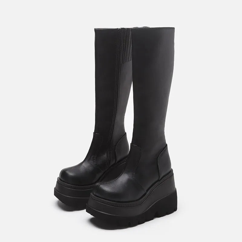 Bottes Femme Hiver | Talon Haut, Semelle Épaisse, Style Gothique