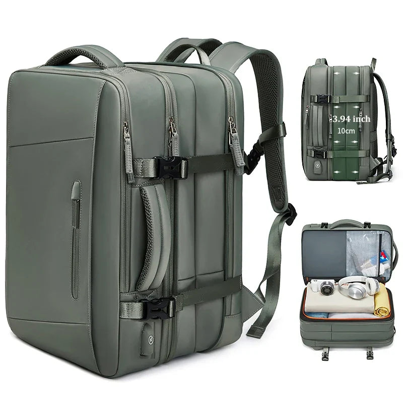 Sac à dos ordinateur imperméable USB avec compartiment 17 pouces et extensible 39L
