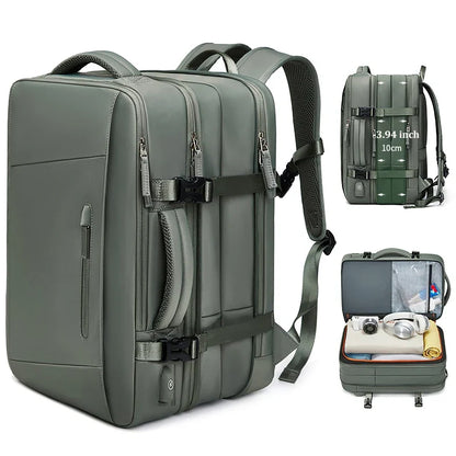 Sac à dos ordinateur imperméable USB avec compartiment 17 pouces et extensible 39L