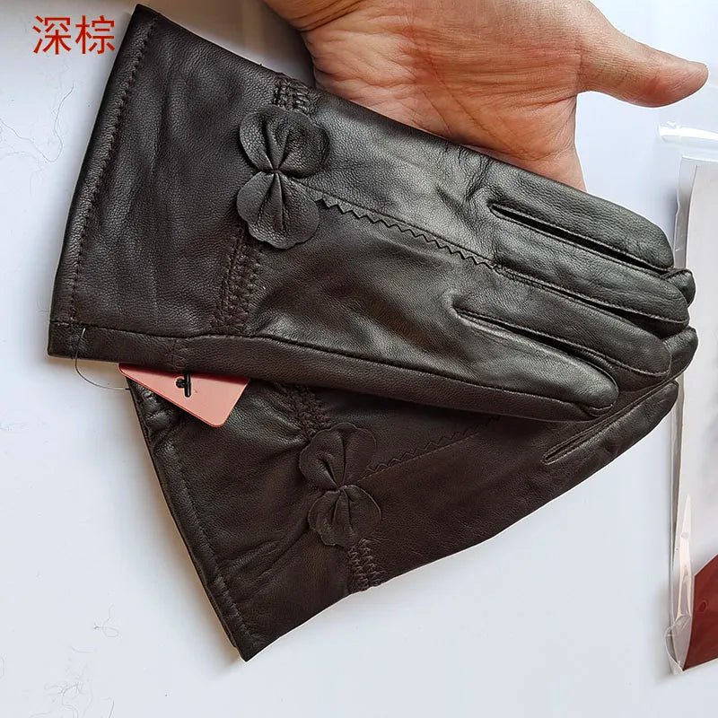 Gants cuir agneau femme avec doublure laine, cuir véritable