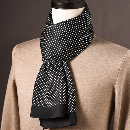 Écharpe homme soie 100% Mulberry à pois double épaisseur 160 cm
