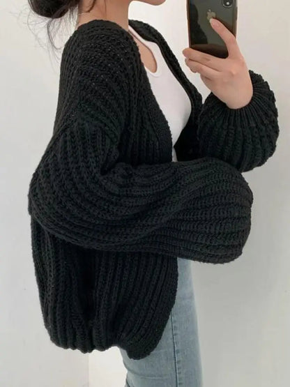 Cardigan femme vintage manches lanternes style Y2K Harajuku streetwear