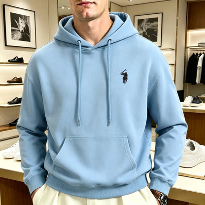 Sweatshirt à capuche oversize brodé unisexe coupe loose manches longues