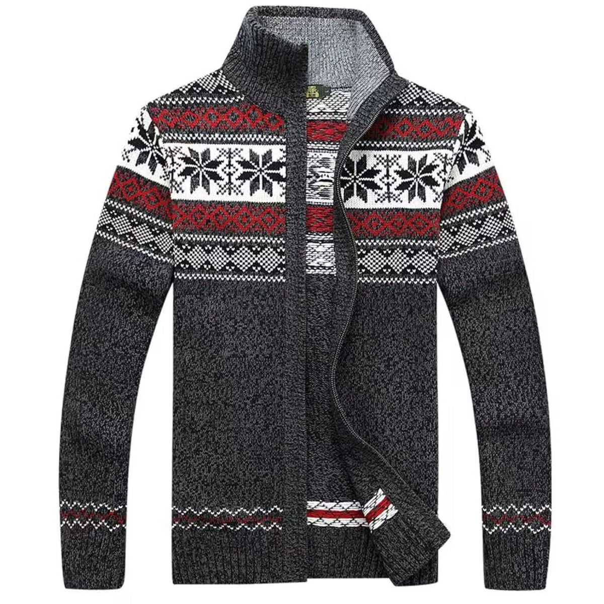 Cardigan homme zippé maille jacquard motif nordique
