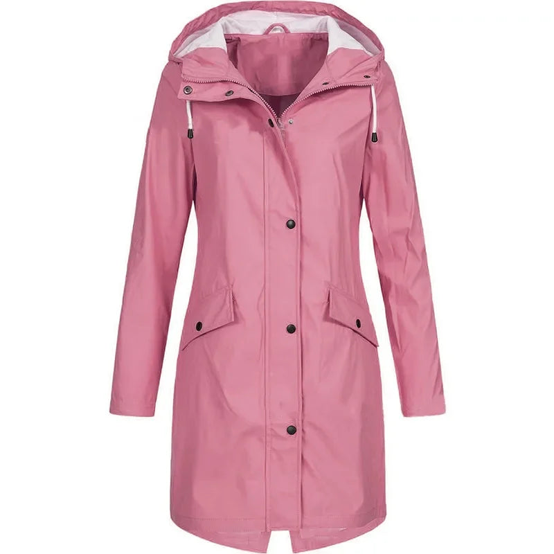 Coupe vent femme | Manteau mi-longue zippé uni automne hiver