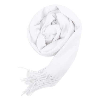 Écharpe homme femme cachemire longue à franges couleur unie hiver