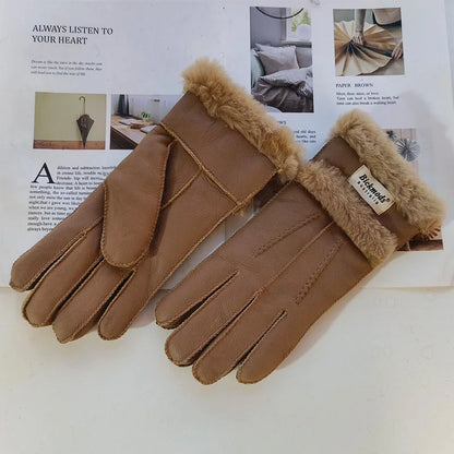 Gants femme cuir agneau doublure laine coutures main hiver