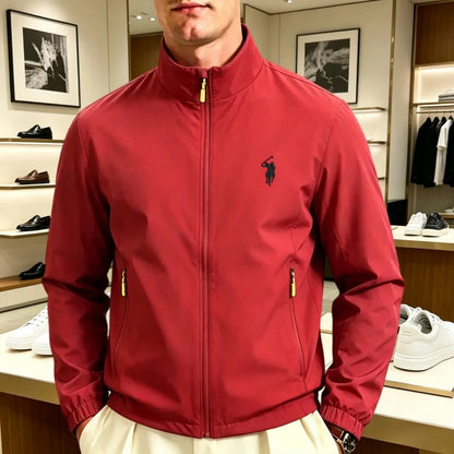 Veste zippée col montant brodée homme femme, imperméable casual mi-saison