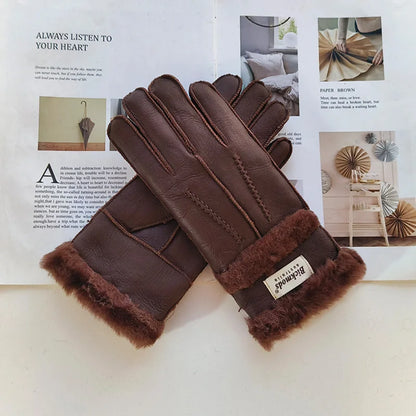 Gants femme cuir agneau doublure laine coutures main hiver