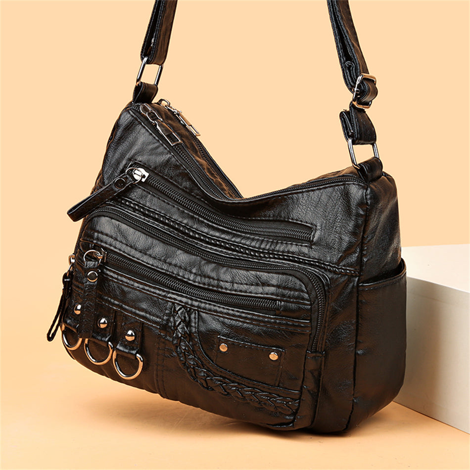 Sac à Main Vintage Cuir Femme | Isabella, Marron et Noir