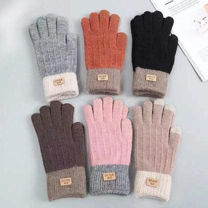 Gants femme tricot chauds compatibles écran tactile pour hiver