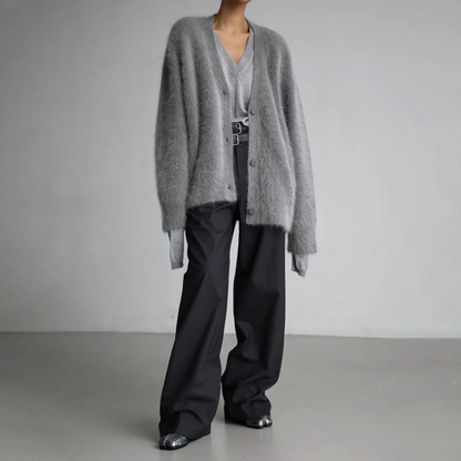 Gilet femme | Doux, aéré et ample | Encolure V, boutonnage