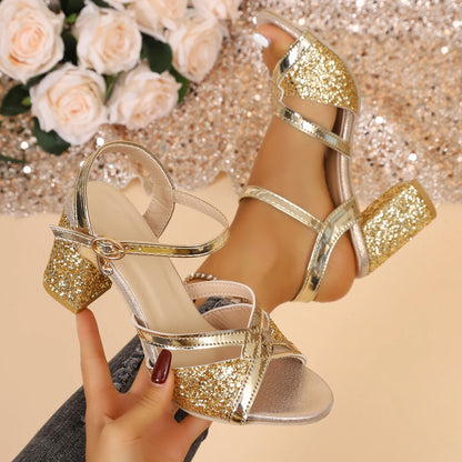 Sandales Femmes | Talons Hauts, Bout Ouvert | Or et Argent