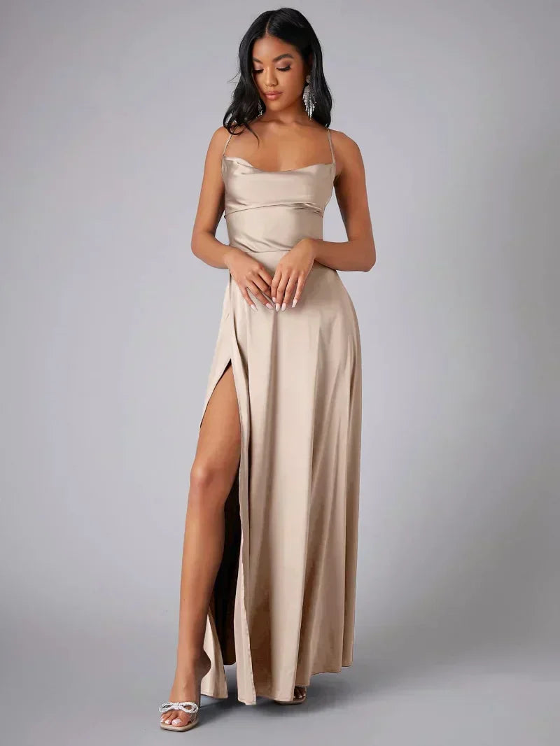 Robe de soirée maxi - fente haute - élégante