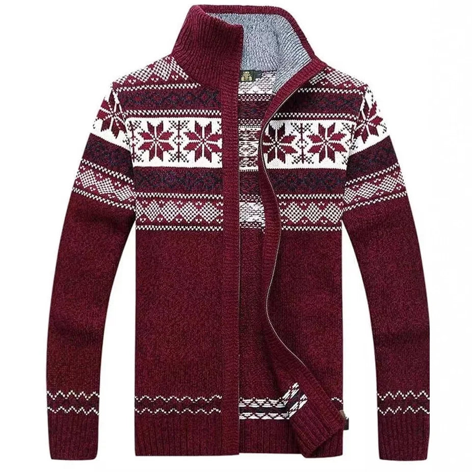 Cardigan homme zippé maille jacquard motif nordique