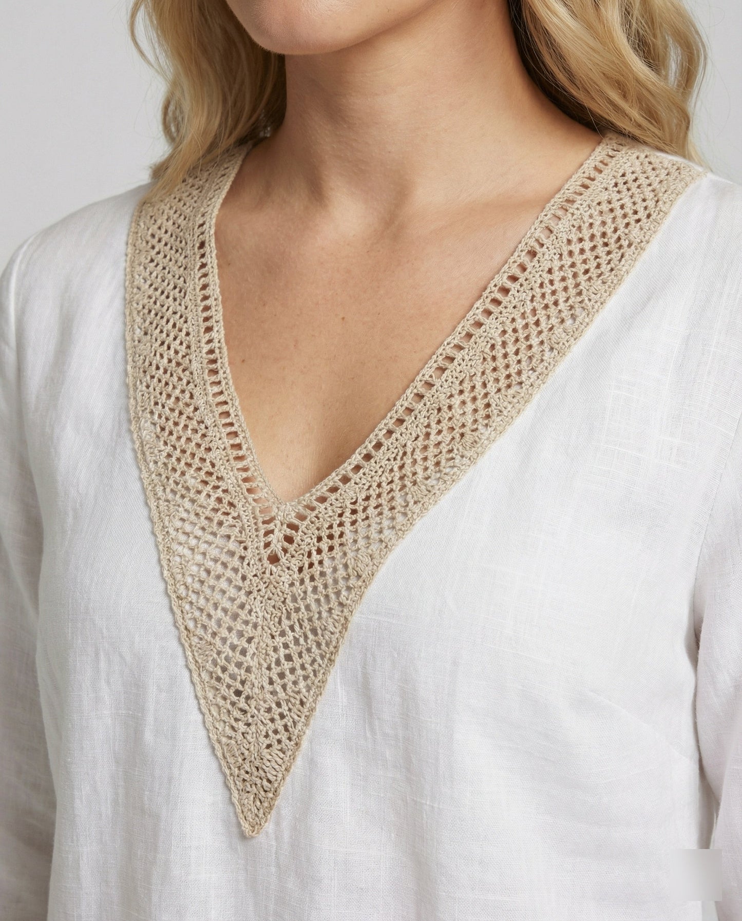 Robe d'Été Femme | Col V Dentelle, Manches 3/4 | Coupe Décontractée
