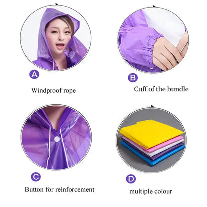Imperméable Femme Homme Capuche Poncho Pluie Randonnée Tourisme