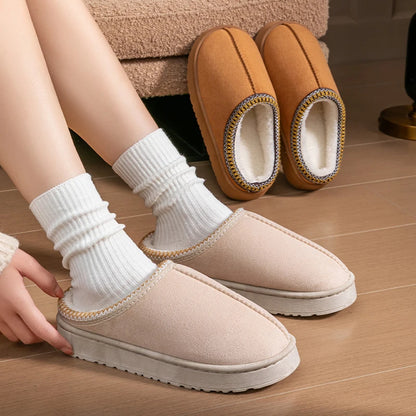 Chaussons femme doublure peluche semelle épaisse antidérapante hiver