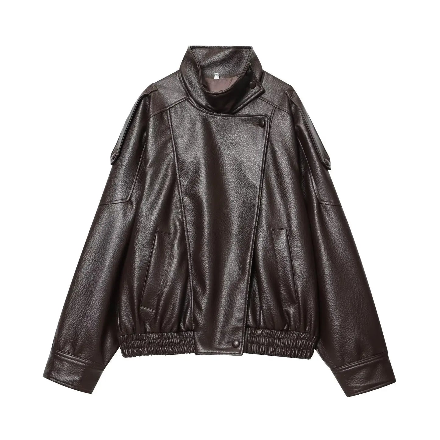 Veste en Cuir pour Femmes | Manches Longues, Boutonnée | Modèle Oversize