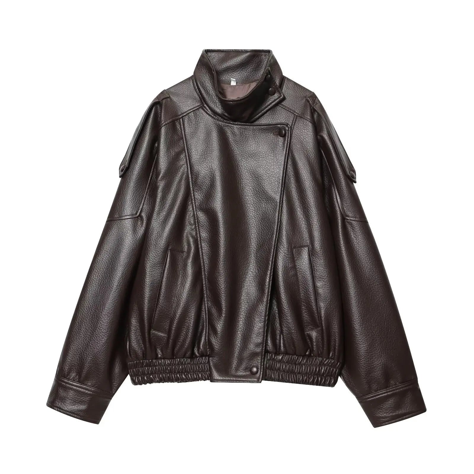Veste en Cuir pour Femmes | Manches Longues, Boutonnée | Modèle Oversize