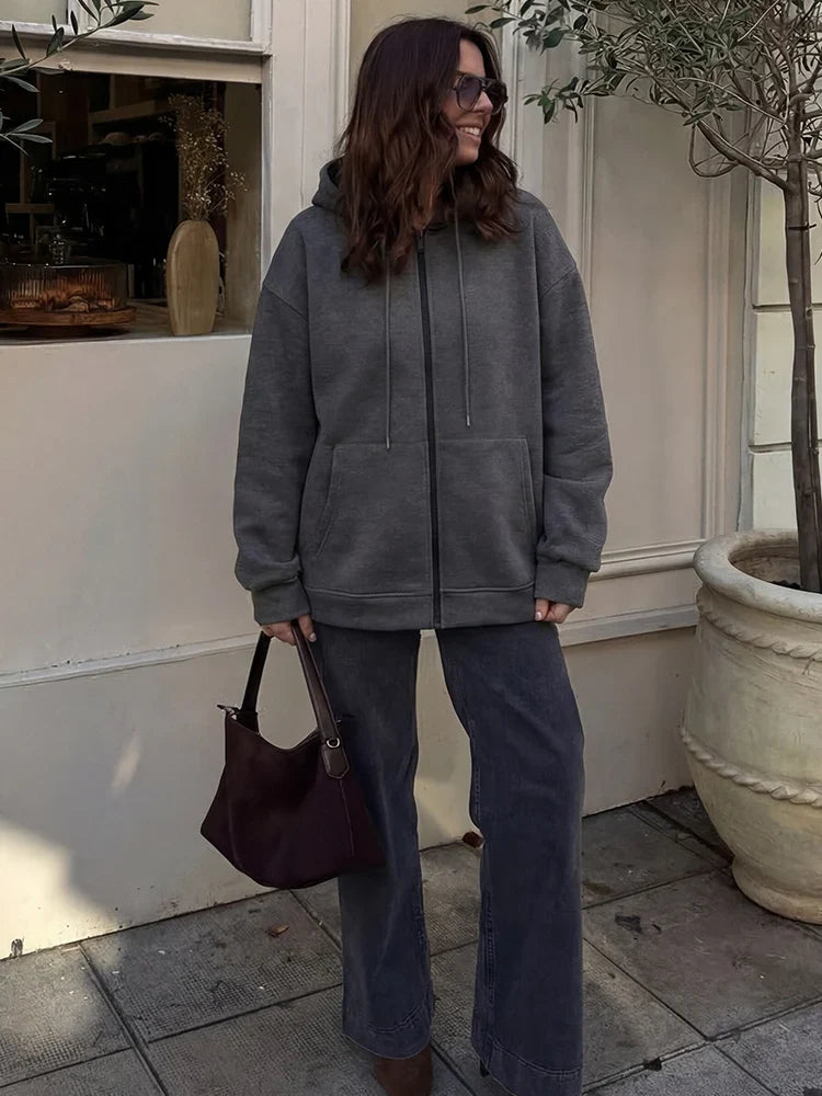 Sweat-shirt Femme Zippé | Manches Longues, Grandes Poches