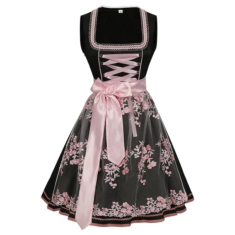 Dirndl Kleid Damen - Leichter Stoff - Elegantes Rosa - Perfekt für Oktoberfest