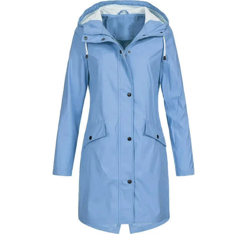 Coupe vent femme | Manteau mi-longue zippé uni automne hiver