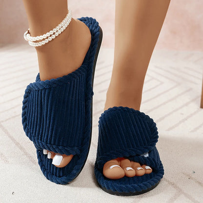 Pantoufles femme talon plat | Cordon ouvert, légères, antidérapantes