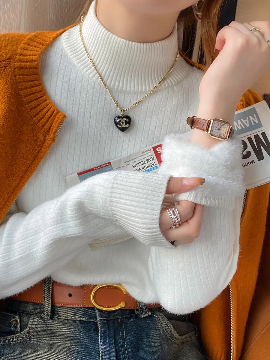 Tricot femme | Col polo, hiver, doublure thermique