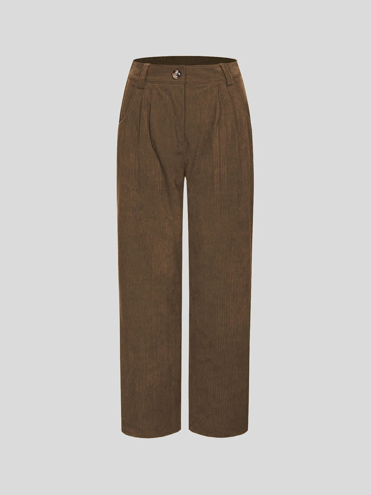 Pantalon velours femme jambe large coupe droite taille mi-haute casual automne hiver