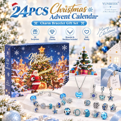 Calendrier de l'avent bracelet charms 24 jours métal Noël cadeau