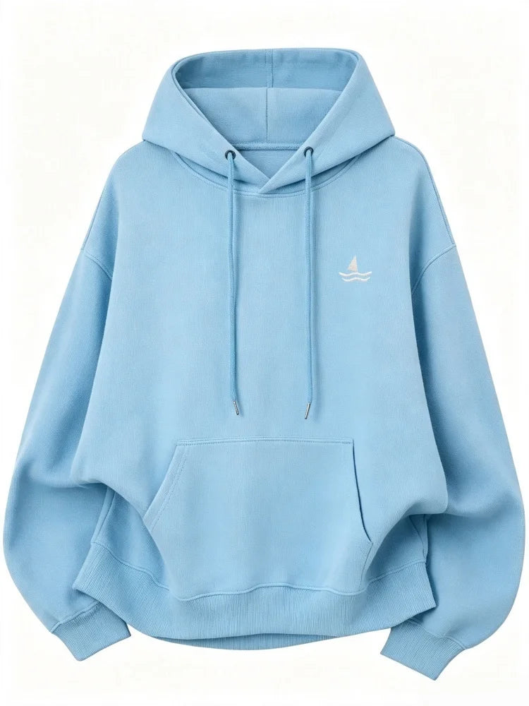 Sweat à capuche oversize brodé unisexe manches longues motif animal