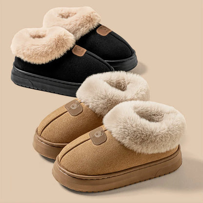 Chaussons femme homme polaire semelle épaisse montants, usage intérieur extérieur