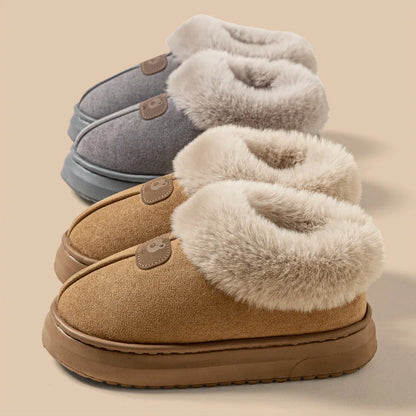Chaussons femme homme polaire semelle épaisse montants, usage intérieur extérieur