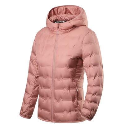 Doudoune légère femme hiver en duvet d'oie blanc, coupe vent et isolante