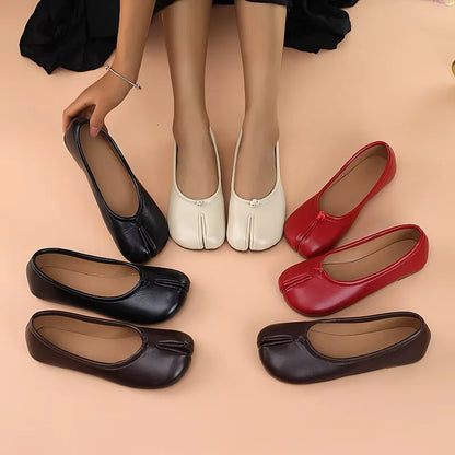 Ballerines Tabi pour femmes | Orteils séparés, cuir doux, chaussures plates brillantes